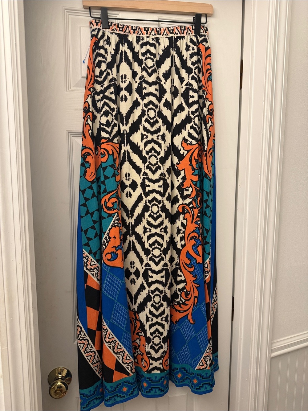 Flying Tomato Multicolor Abstract Print Maxi Skirt Small